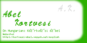 abel kortvesi business card